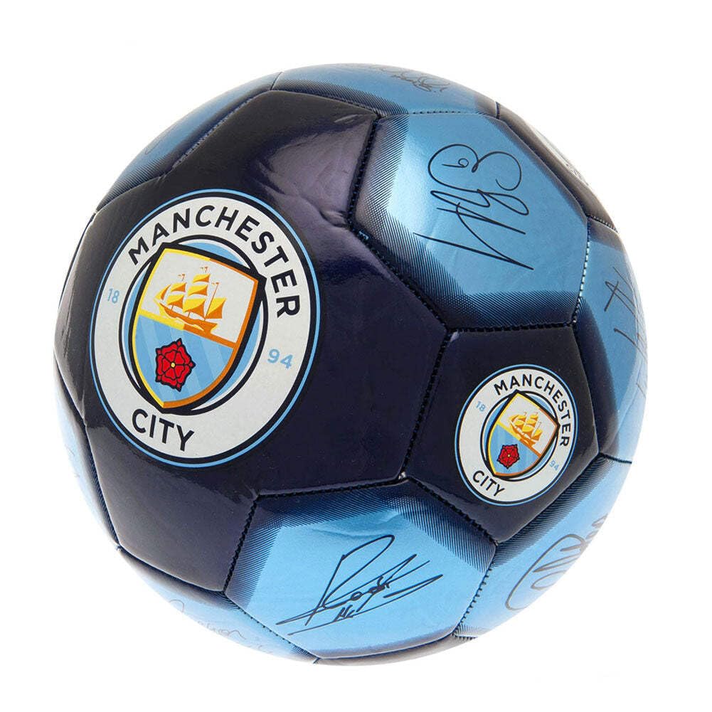 Hy-Pro Officially Licensed Manchester City F.C. Football – Size 1, Metallic Signature, Man City Merchandise, Collectible For Kids and Adults