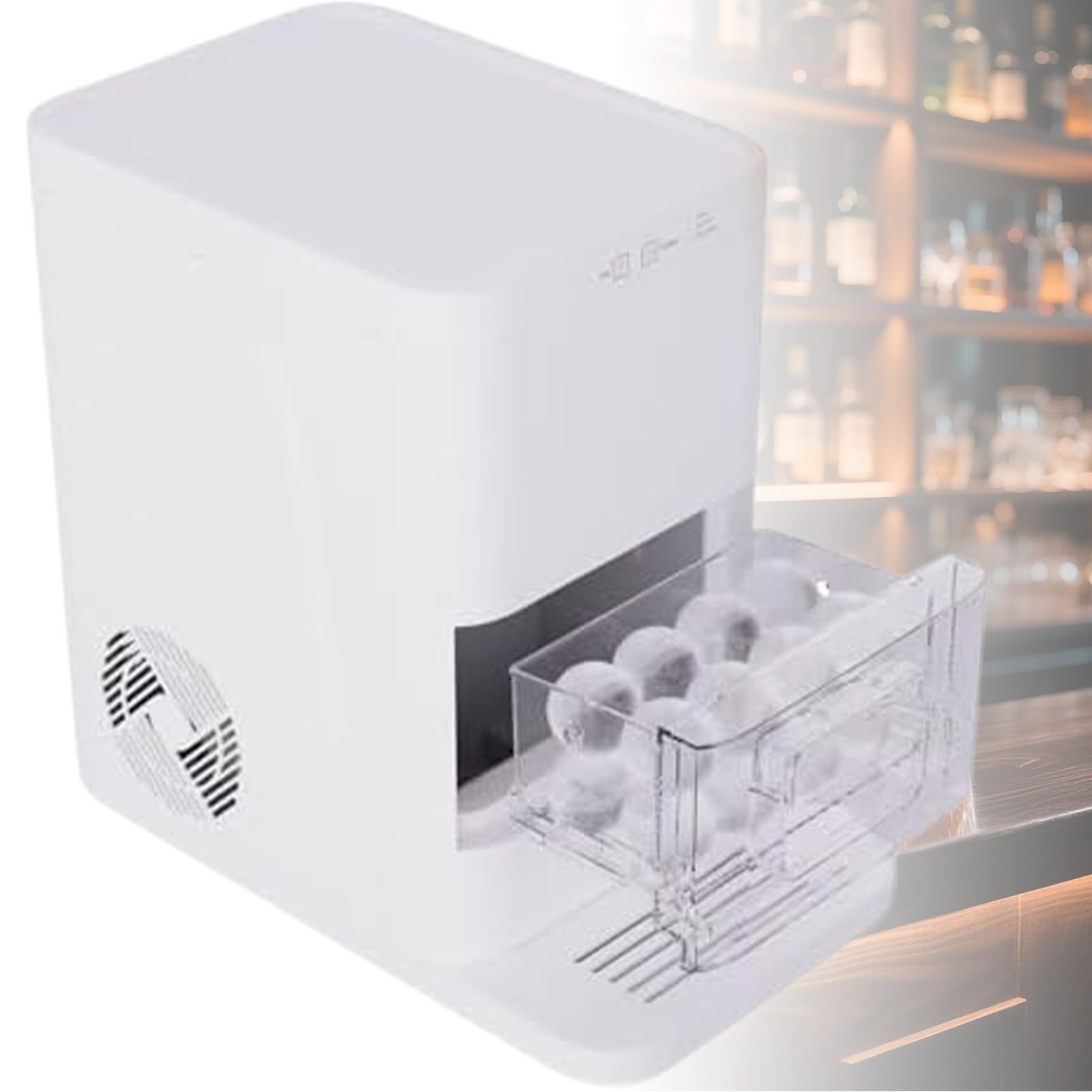 Sjyclaviger Round Ice Cube Maker, Ice Sphere Size 50 Mm, Clear Ice Ball Maker Countertop, 2 Big Balls In 55mins,42 Pcs/Day, Water Tank Capacity 1.2l, For Cocktails, Whiskey & Bourbon White