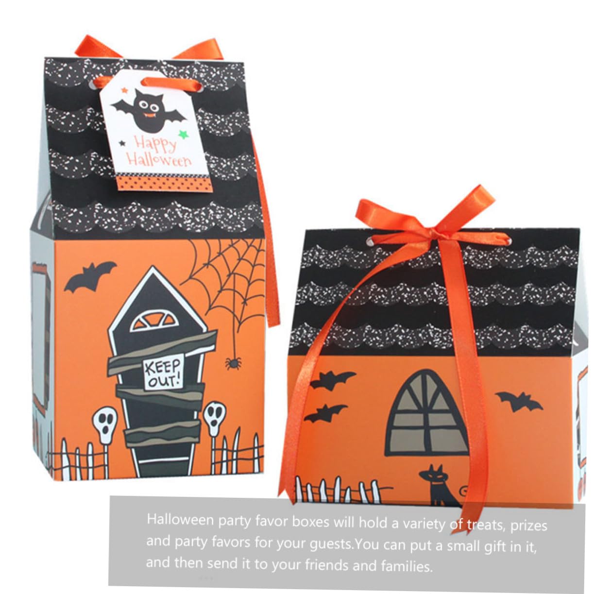 WEKAMOS 50 Piezas Caja de Regalo para Halloween Diseño Hueco con Forma de Casa Caja para Dulces y Cupcakes Resistente y Decorativa para Fiestas Temáticas