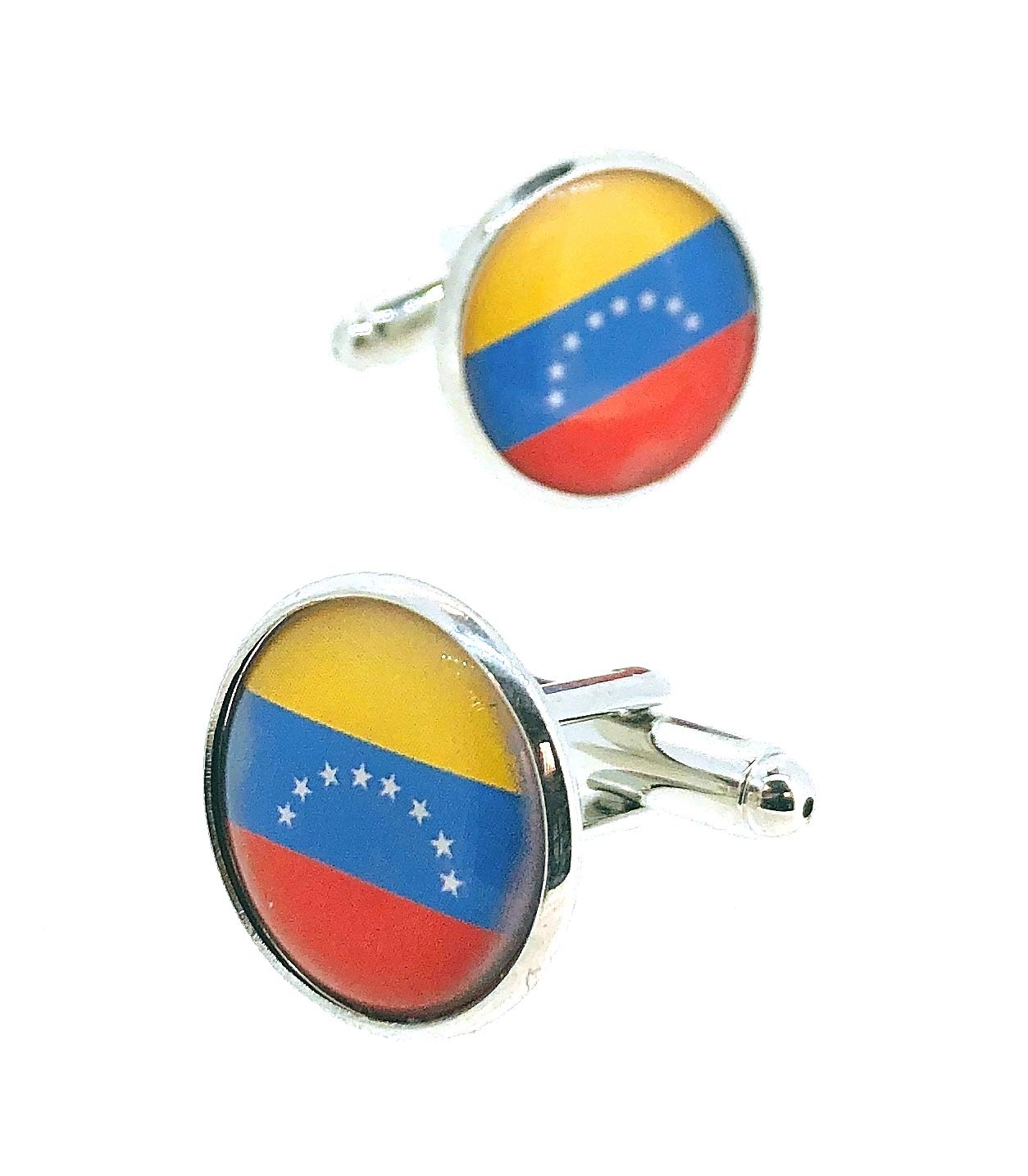 Gemelolandia | Gemelos para Camisa Bandera de Venezuela Redonda Gemelos Originales Para Camisas | Para Hombres y Niños | Regalos Para Bodas, Comuniones, Bautizos y Otros Eventos