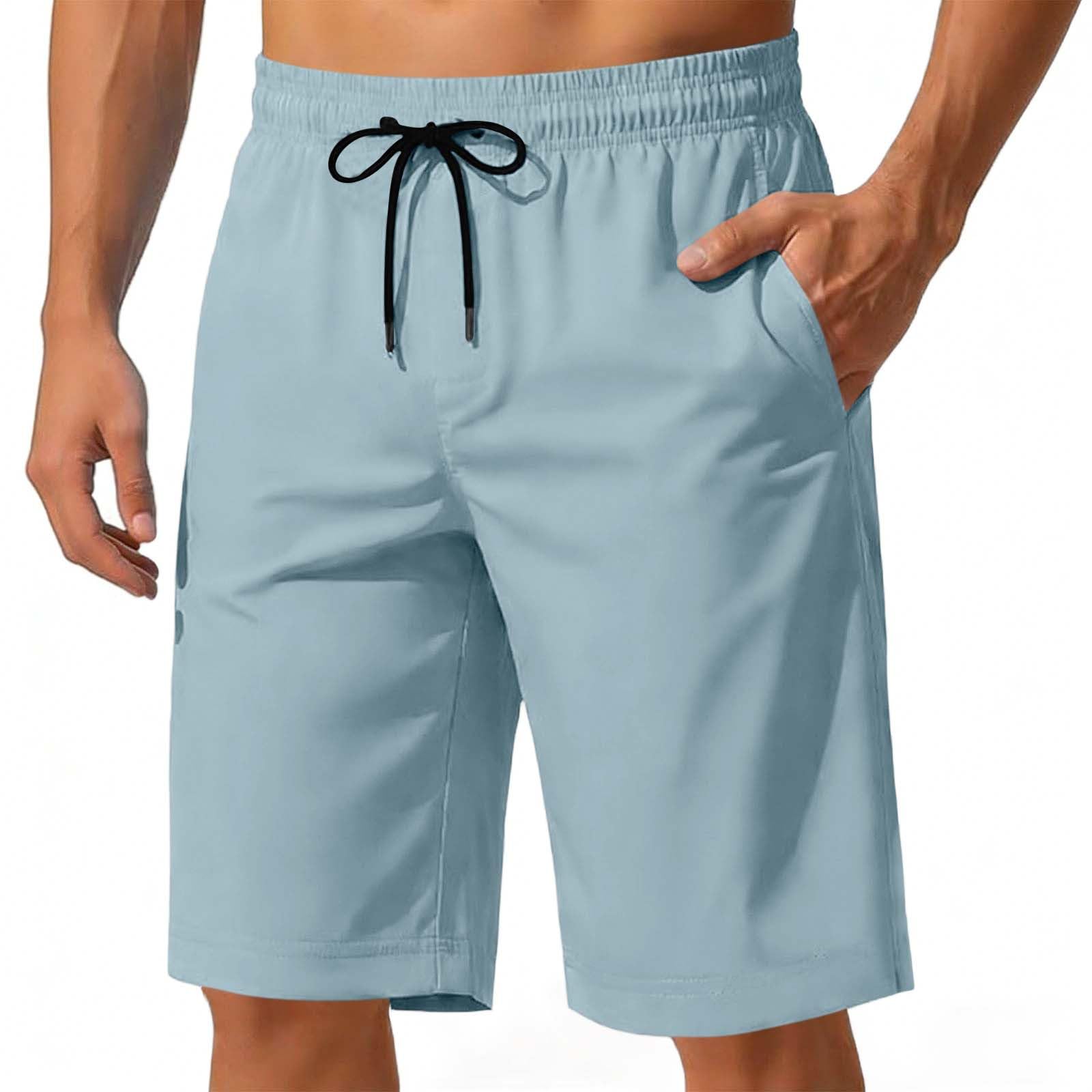 Shorts Herren Sommer Kurze Hosen Bermuda Chino Shorts Casual Outdoorshorts Strandshorts Männer Freizeitshorts Laufshorts Baggy Einfarbig Herrenshorts Kurz Sporthose Hellblau M
