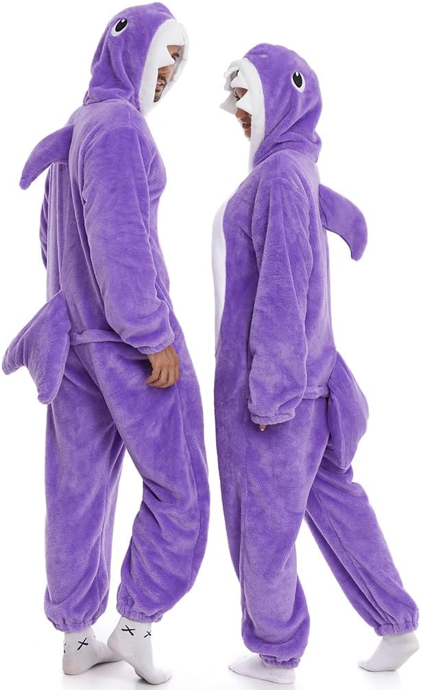 HSCTEK Adult Luxury Double-sided Flannel Shark Onesies with Hoodie(One set for single one) - Image 5