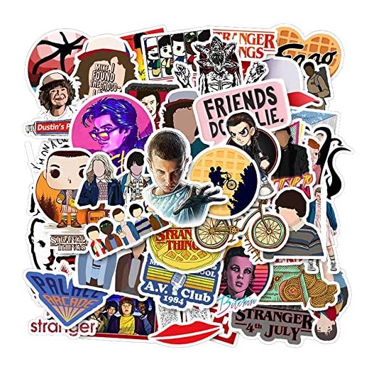 Stranger Things Pegatinas 50 PCS, Adhesivo para Computadora Portátil de Vinilo Impermeables Pegatinas para Automóvil Motocicleta Bicicleta Equipaje Calcomanía Parches Patineta Pegatina Calcomanías DIY