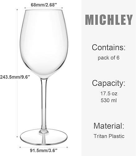 Miniatura 3 de MICHLEY Copas de vino flotantes para piscina, de 17.5 onzas, irrompibles, de plástico Tritan con tallo, ideales para playa, bar, camping, aptas para