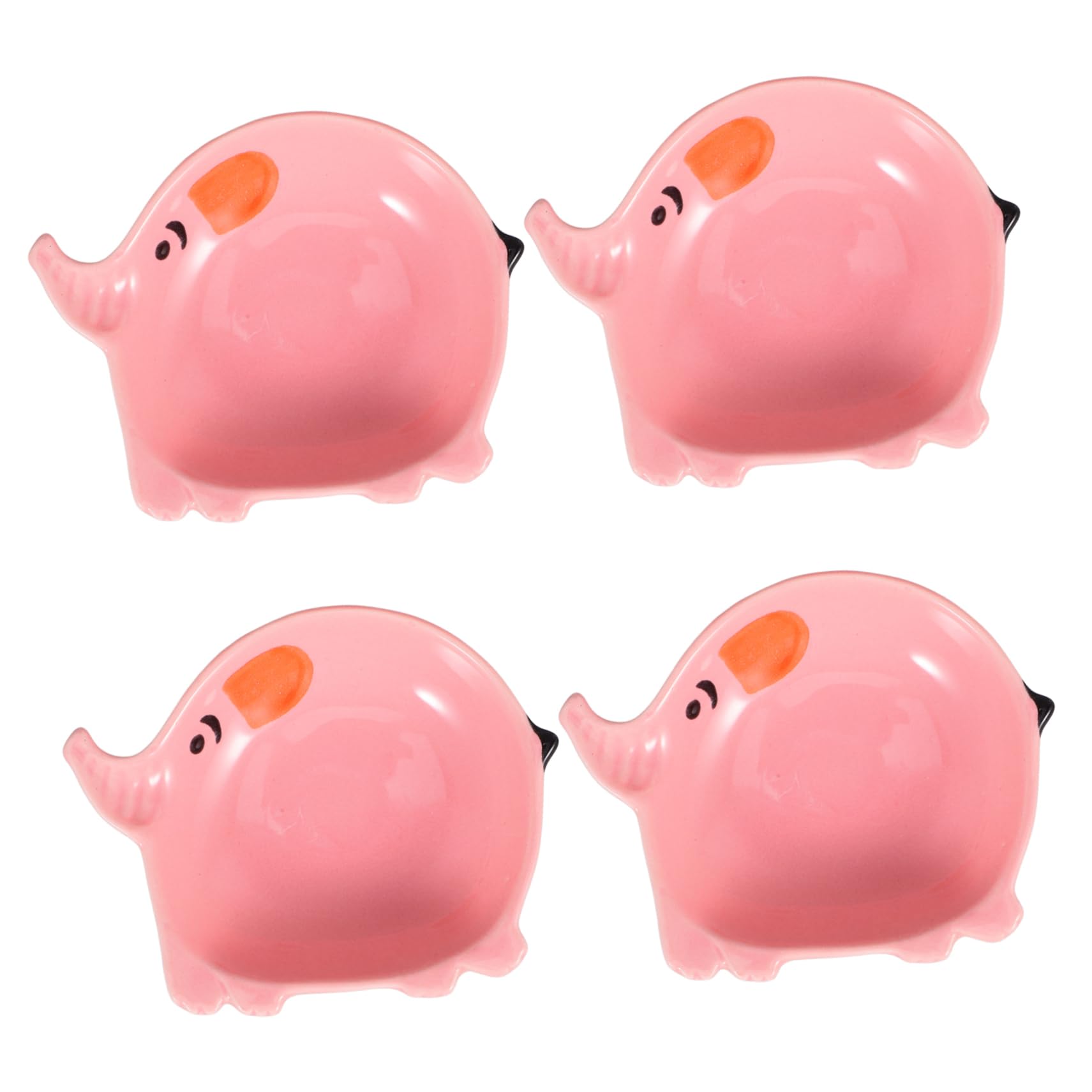 Cabilock 4pcs Cute Elephant Ceramic Teabag Dish Decorative Tray for Snacks Spoons and Condiments Charming Coaster Organizer for Home and Office
