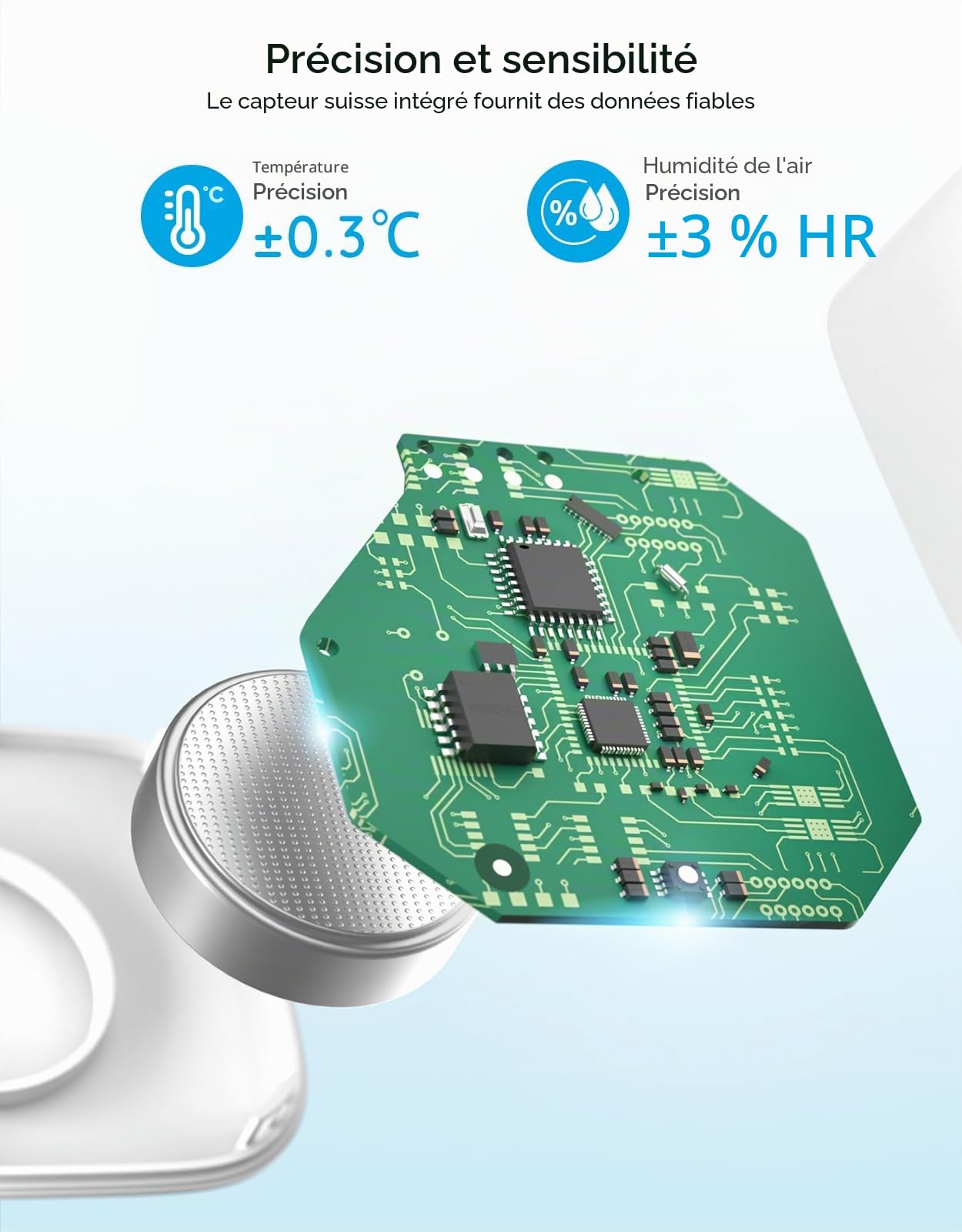 GoveeLife Thermomètre hygromètre Bluetooth, 80 m, appareil intelligent de température et d'humidité avec notification d'application, 2 ans de conservation et d'exportation de données gratuites, pour