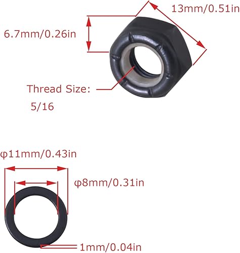 Miniatura 2 de MEETOOT 8 piezas M8 Skateboard Truck Nuts y Skateboard Truck Axle Washers para Longboards y Skateboard