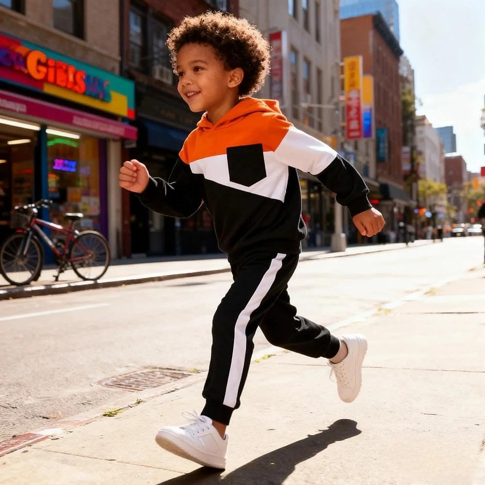 2-6T Toddler Baby Boy Clothes Color Blocking Hoodies + Pants Fall Winter Outfits - Image 5