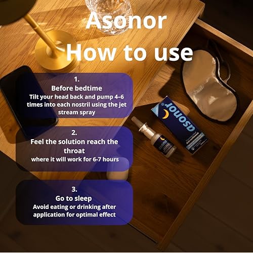 Miniatura 3 de Asonor Spray nasal para ronquidos, gotas rápidas para dormir mejor, alivio natural de la respiración, ayuda a abrir la garganta y el paso del aire