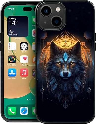 Cvkoyhl Funda compatible con iPhone 13 Mini, diseño de lobo bajo el cielo estrellado para iPhone 13 Mini, fundas para hombres y mujeres, diseño de