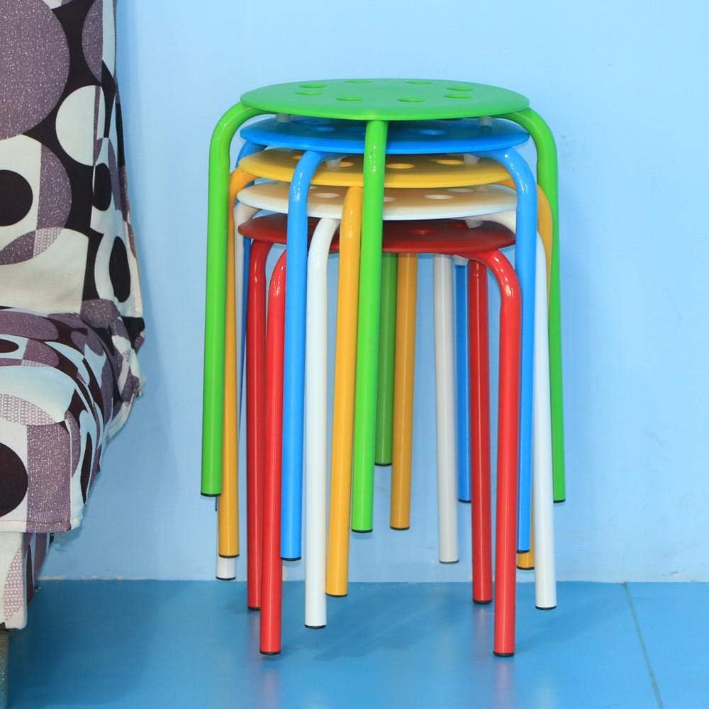 Topeakmart 10pcs Round Plastic Stack Stools Bar Stools Set 17.3in Height Blue/Green/Red/White/Yellow