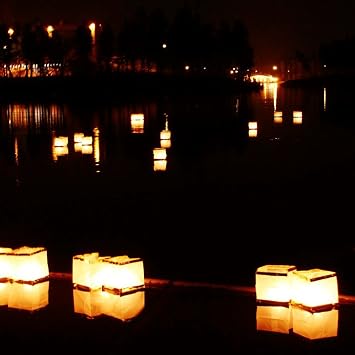 20 Pack Square Chinese Lanterns Wishing, Praying, Floating, River Paper Candle Light, Floating Lanterns for Lake or River, Floating Water Lanterns, Lanterns Floating 5.9*5.9*5.9
