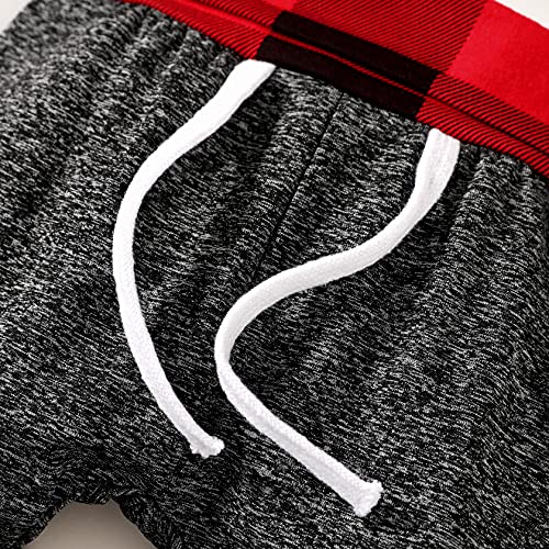 Kids Toddler Infant Baby Boys Girls Winter Outfit Christmas Plaid Hoodie Sweatshirt Jackets Shirt+Pants Xmas Clothes Set #TOP5