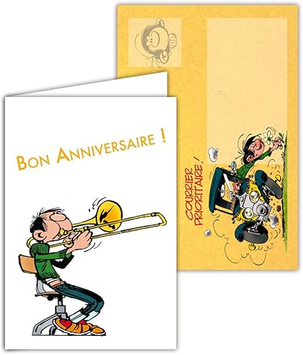 Gaston Lagaffe Glct 6066 Carte D Anniversaire Pour Tous Les Ages Avec Dessin Vintage Origine Avec Motif Trombone Musicien Amazon Fr Fournitures De Bureau