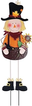 hogardeck Fall Decorations for Home Outdoor, 36" Metal Scarecrow Decorative Garden Stakes with Maple Leaves Sunflower for Fall Decor, Yard Signs for Garden Patio Porch Thanksgiving Decorations