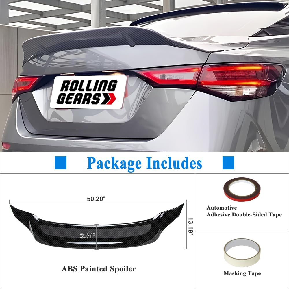 Trunk Spoiler Wing Compatible with 2020-2026 Nissan Sentra Rear Spoiler, Carbon Fiber Look (R Style)