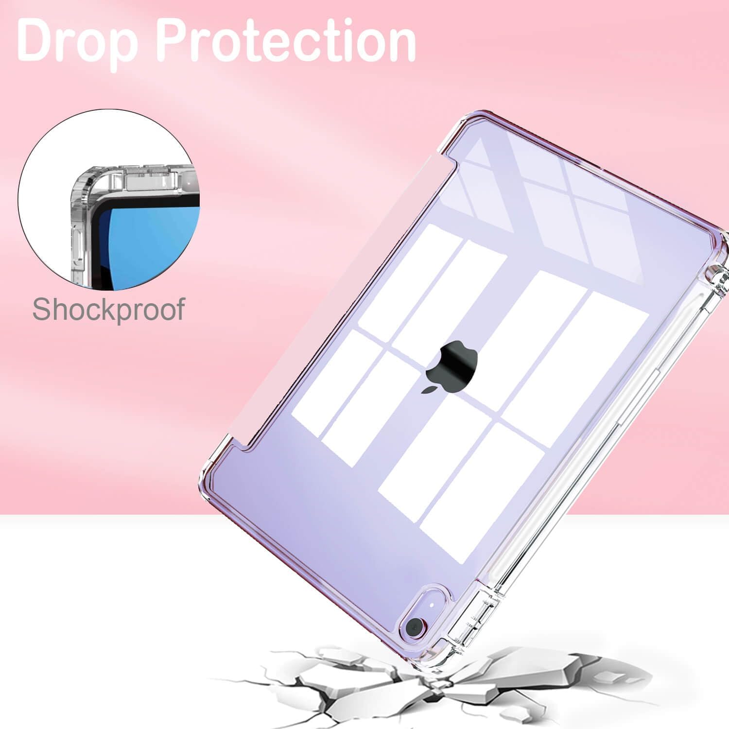 Feams Y Fold Case for iPad Air 11-inch M3 2025 / M2 2024, iPad Air 5th/4th Generation 2022/2020 10.9 Inch Y-Shaped Standing Case Clear Back with Landscape Portrait Mode Pencil Holder, Pink - Image 4