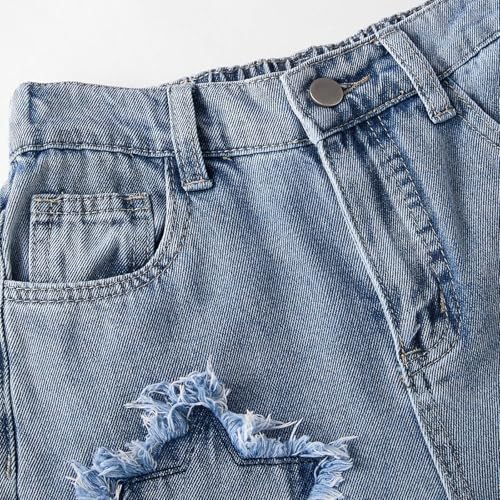 Girls Jeans Vintage Y2K Denim Pants Elastic Waist Straight Leg with Pockets Cute Teenager Clothes for Girls 8-14 Years2