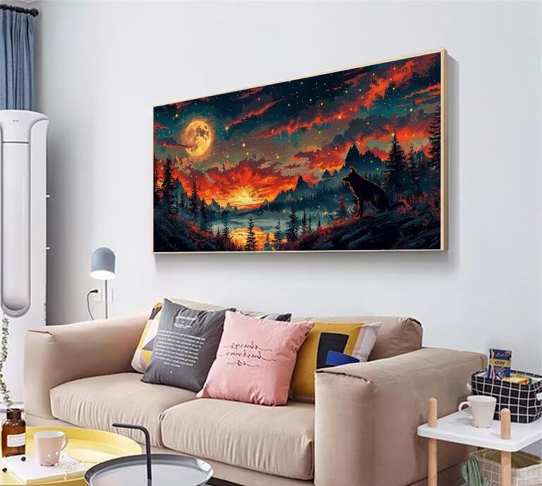 Kit complet diamond painting loup idée cadeau originale loisirs créatifs