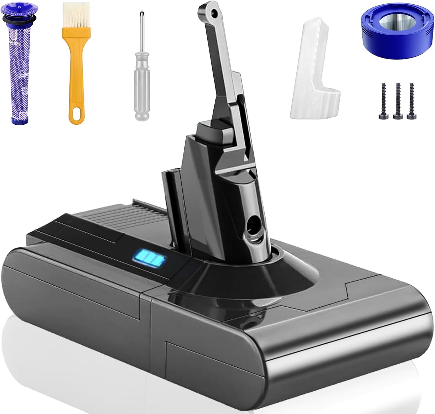 V8 Battery Replacement Compatible for Dyson V8 Animal/Absolute/Motorhead/V8 Fluffy/SV10 Carbon Fibe Vacuum Cleaner, Upgraded Runs Stably for Long Term Use Battery with Filter