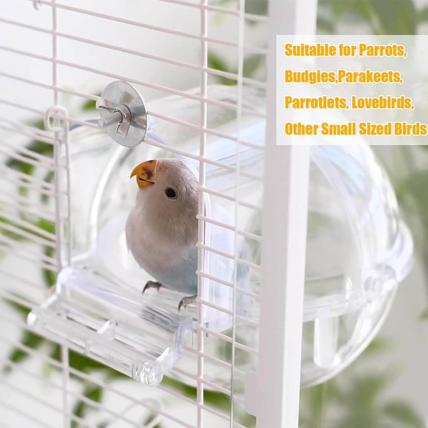 Accessoire de Cage à Oiseaux,Baignoire pour Oiseaux, Baignoire à Oiseaux,pour Cage,Boîte de Douche Transparente pour Perroquet,Baignoire pour Cage et Perroquet