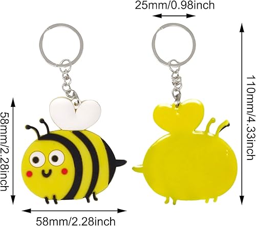 Miniatura 2 de Honbay 12 llaveros de PVC lindos de abeja de abejorro para fiestas de cumpleaños, baby shower y carnaval escolar