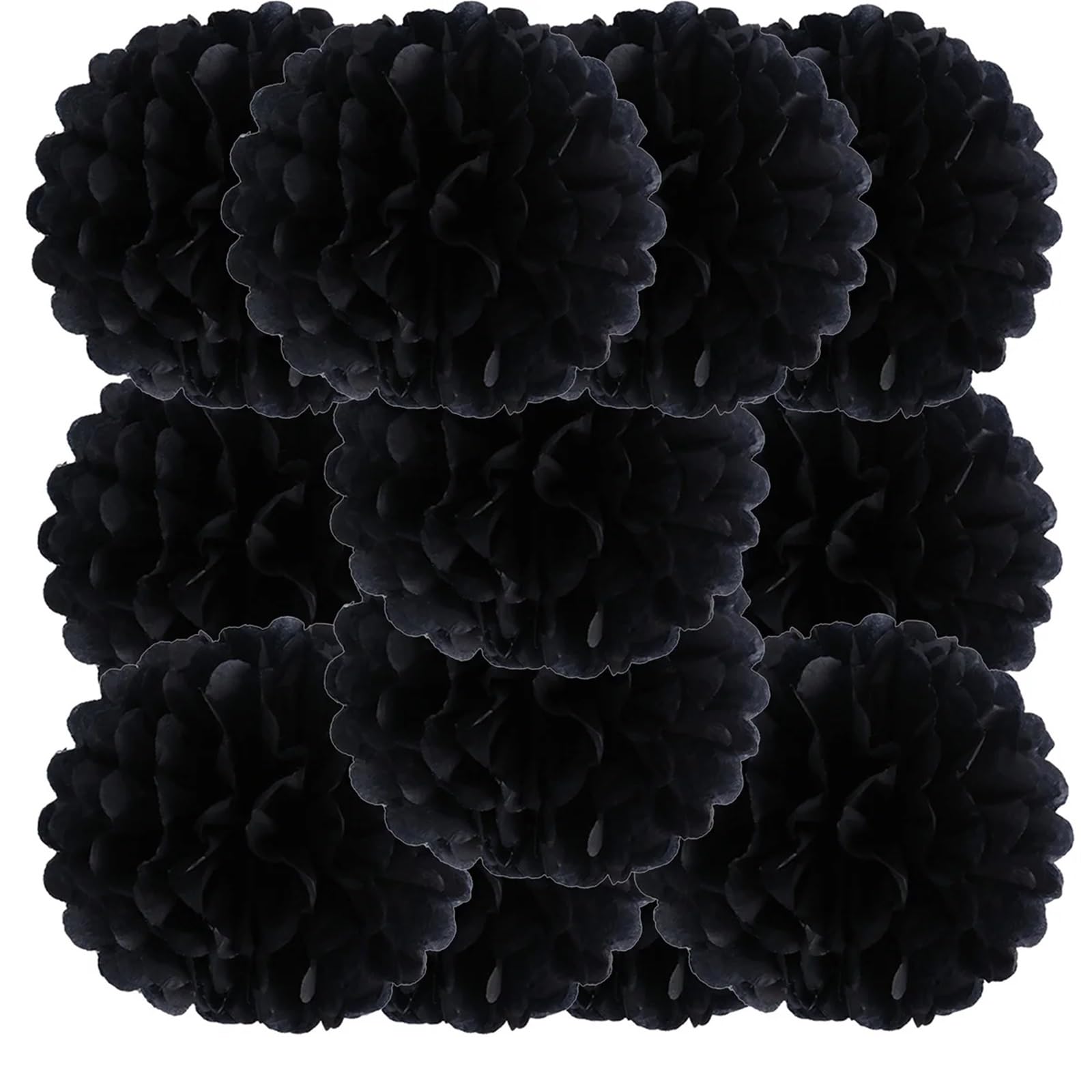Paper Lanterns 26colors 12pcs Each 10inch Paper Pompom for Wedding Birthday Summer Halloween, , Party Decoration(Black)