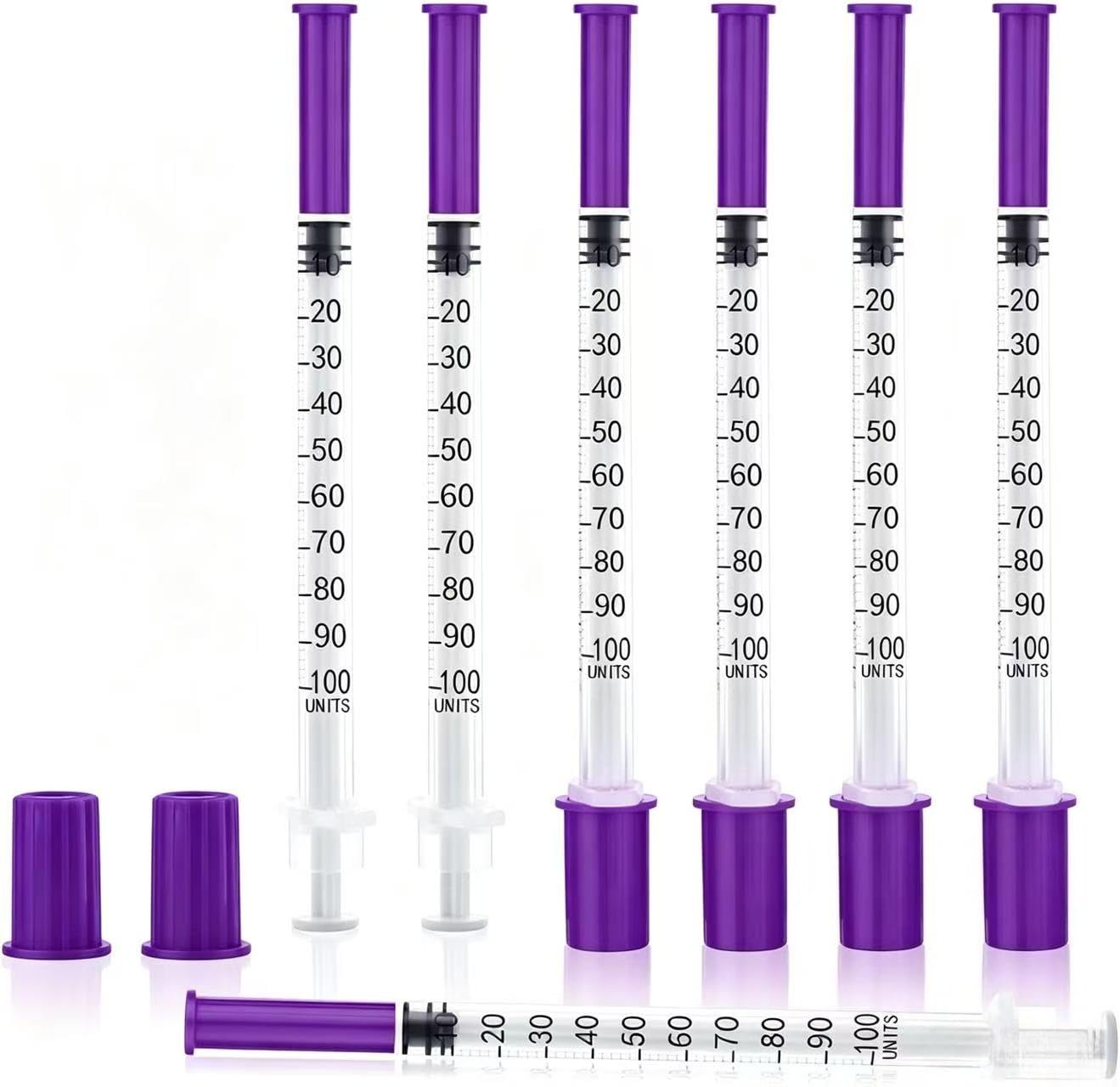Paquete de 100 unidades de jeringas de plástico de 1 ml/cc con aguja de 31G x 6 mm, herramientas de medición de usos múltiples, envueltas individualmente