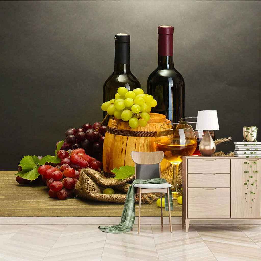 Papier Peint 3D Vin De Raisin pour une Ambiance Chaleureuse au Restaurant