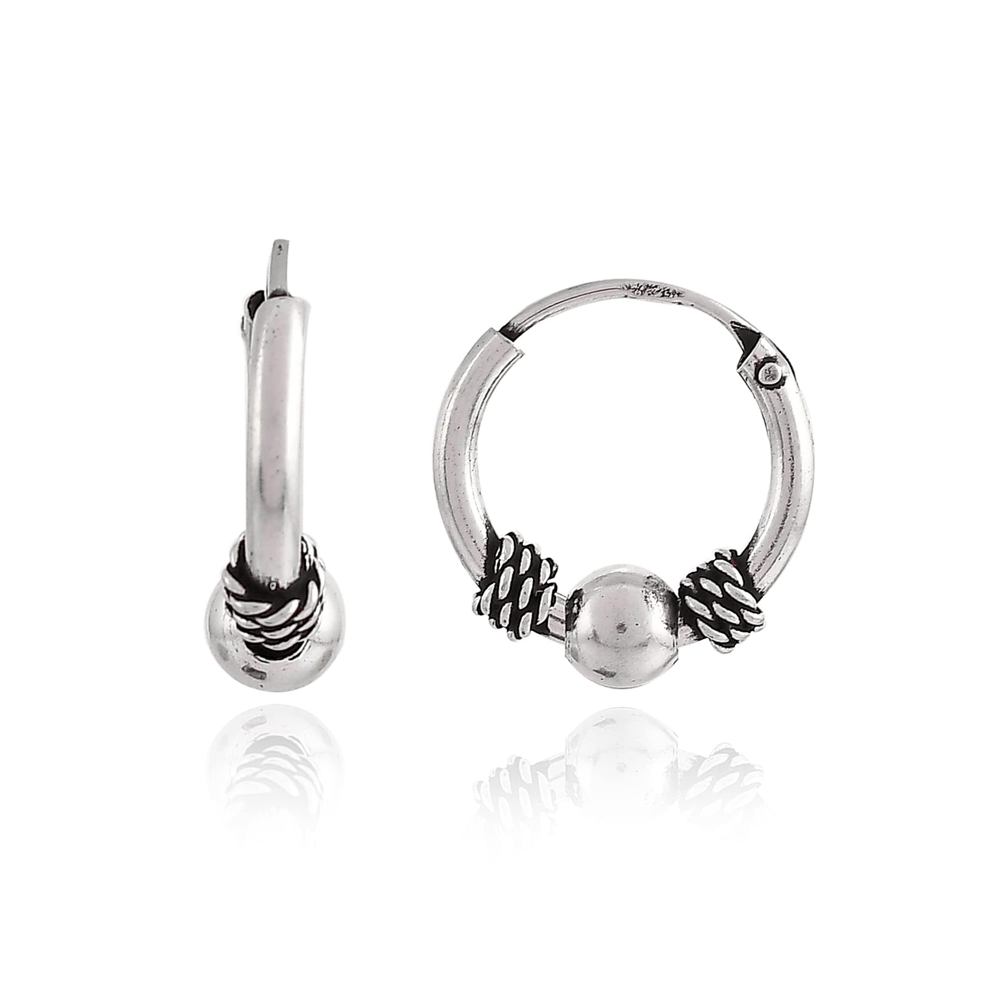 925 Sterling Silver Oxidized Bali Hoop Earrings for Women, Kids and Girls (HOOP 5, 14mm) (B0BHJH6B45) Amazon Price History, Amazon Price Tracker
