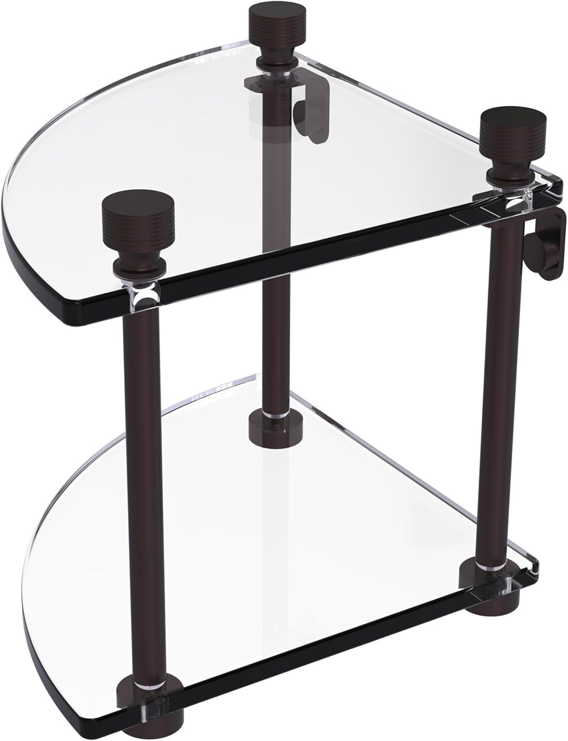 Allied Brass FT-3-ABZ Foxtrot Collection Two Tier Corner Glass Shelf, Antique Bronze