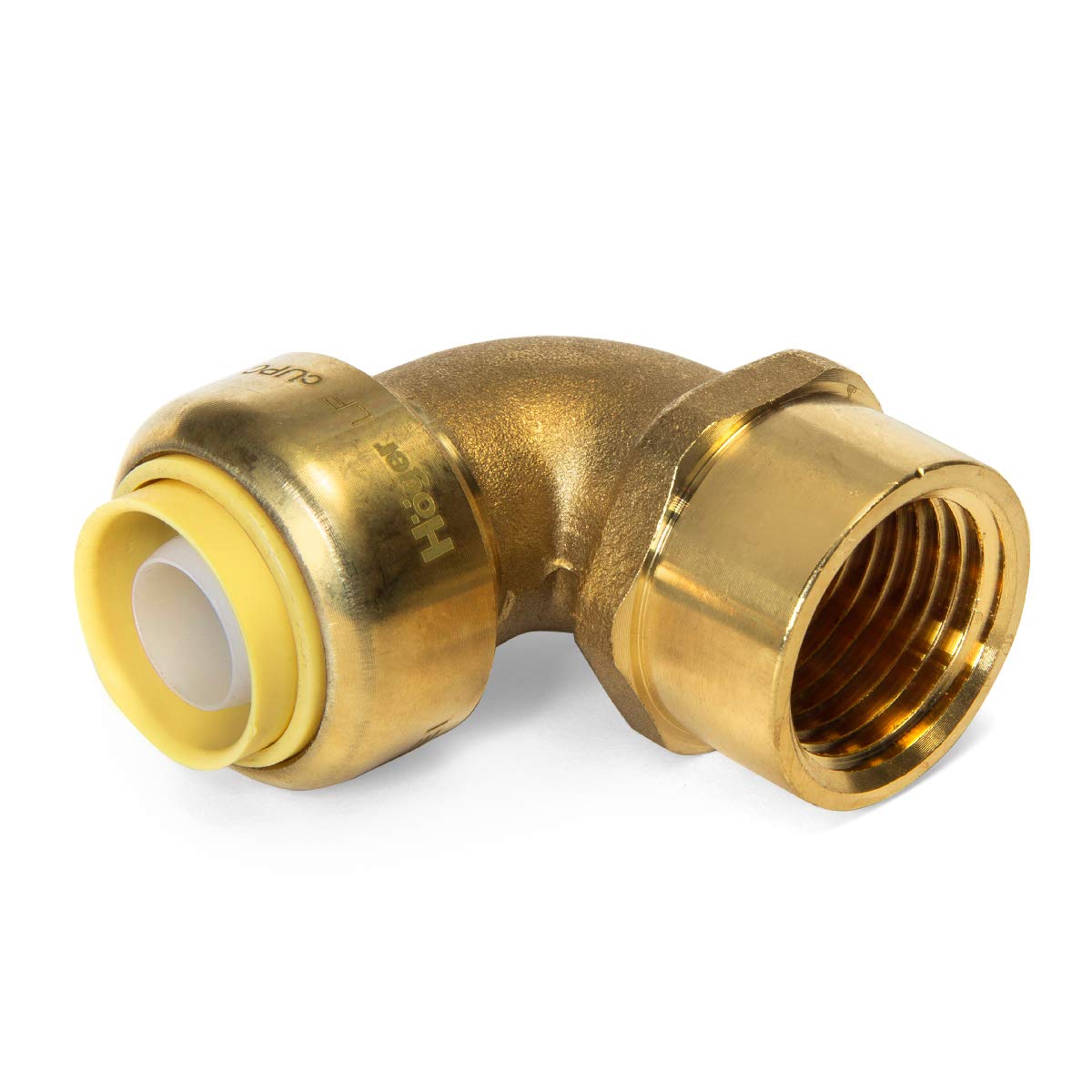 EFIELD Hoger PUSH FIT 1/2" Codo x accesorios de tubería hembra (FIP) Empuje para conectar Pex, CPVC, 1/2" con un clip de desconexión, latón sin plomo 5 piezas
