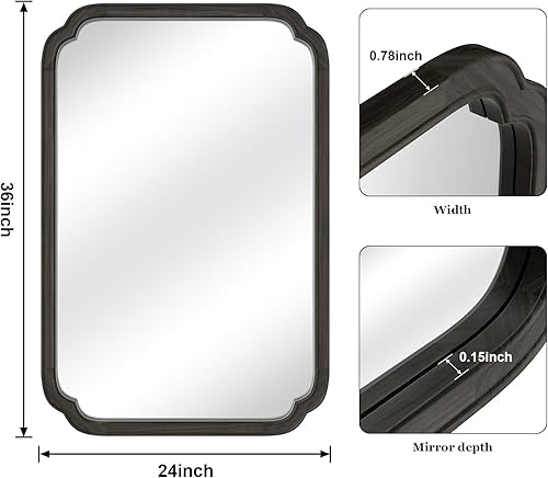 Vista 233 de WallBeyond Espejos de baño de madera para montar en la pared, espejos de pared con marco de madera rústica de 16 x 20 pulgadas, espejos de pared