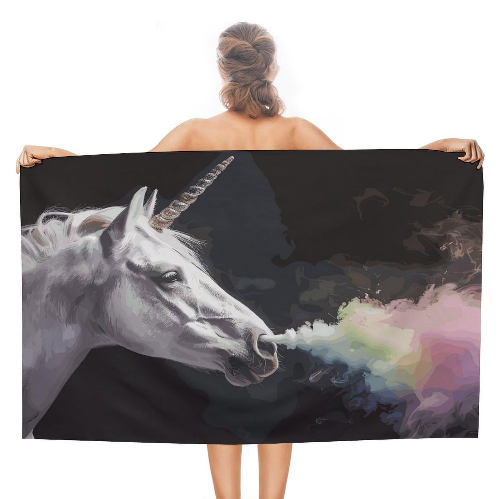Serviette de bain séchage rapide licorne pour sac de sport compact