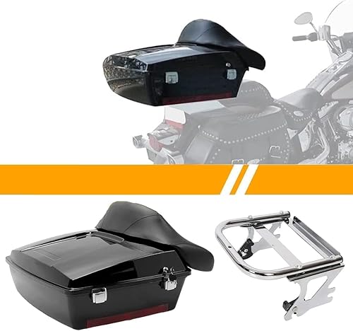 Miniatura 2 de ECOTRIC Tour Pack - Rack de dos piezas compatible con Harley Touring Street Glide Road King Electra Glide 1997-2008 con respaldo negro
