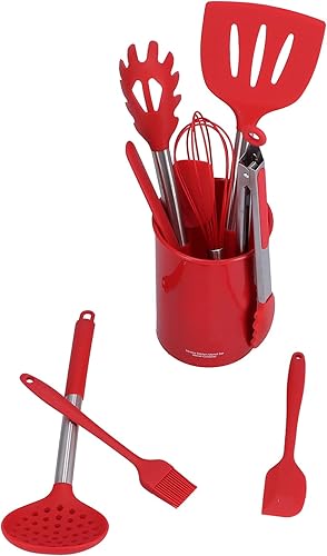 Miniatura 7 de Juego de utensilios de cocina de silicona, utensilios de cocina de silicona, mango de acero inoxidable, 15 unidades - - Diseño antiadherente libre,