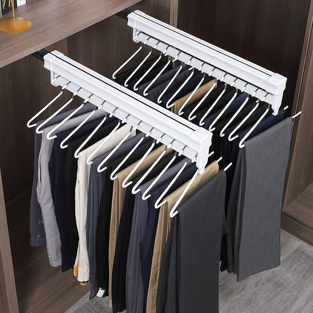 Amazon.co.jp: ワードローブ吊り下げロッド引き出し式洋服ハンガーロッド伸縮式30-60  Cm、格納式乾燥ラック家庭用ズボンロッドアルミニウム合金洋服レールスライドレール (サイズ さいず : 550mm/21.6inch) vision  : ホーム＆キッチン クローゼットロッドを引き出した衣類レール、ワードローブ用の合金ズボンラック衣料品保管、便利な抵抗、10-26個の衣類を掛けてください