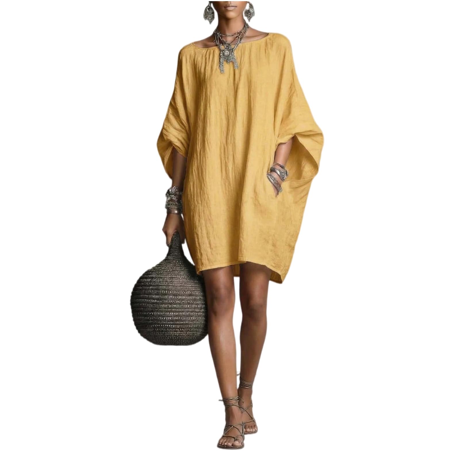 Moda Informal de Primavera y Verano Bata Camisa Vestido Holgado