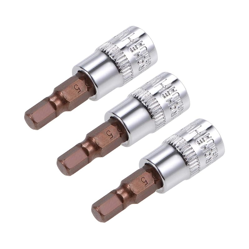 Soquete com Ponta Sextavada H5 de 6,35 mm, Encaixe de 6,35 mm, Aço S2 e CR-V, Comprimento de 38 mm uxcell, Kit com 3 peças