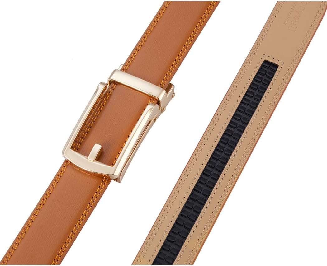 Tonywell Mens Leather Ratchet Belts with Click Buckle Perfect Fit Dress Belt 30mm Wide