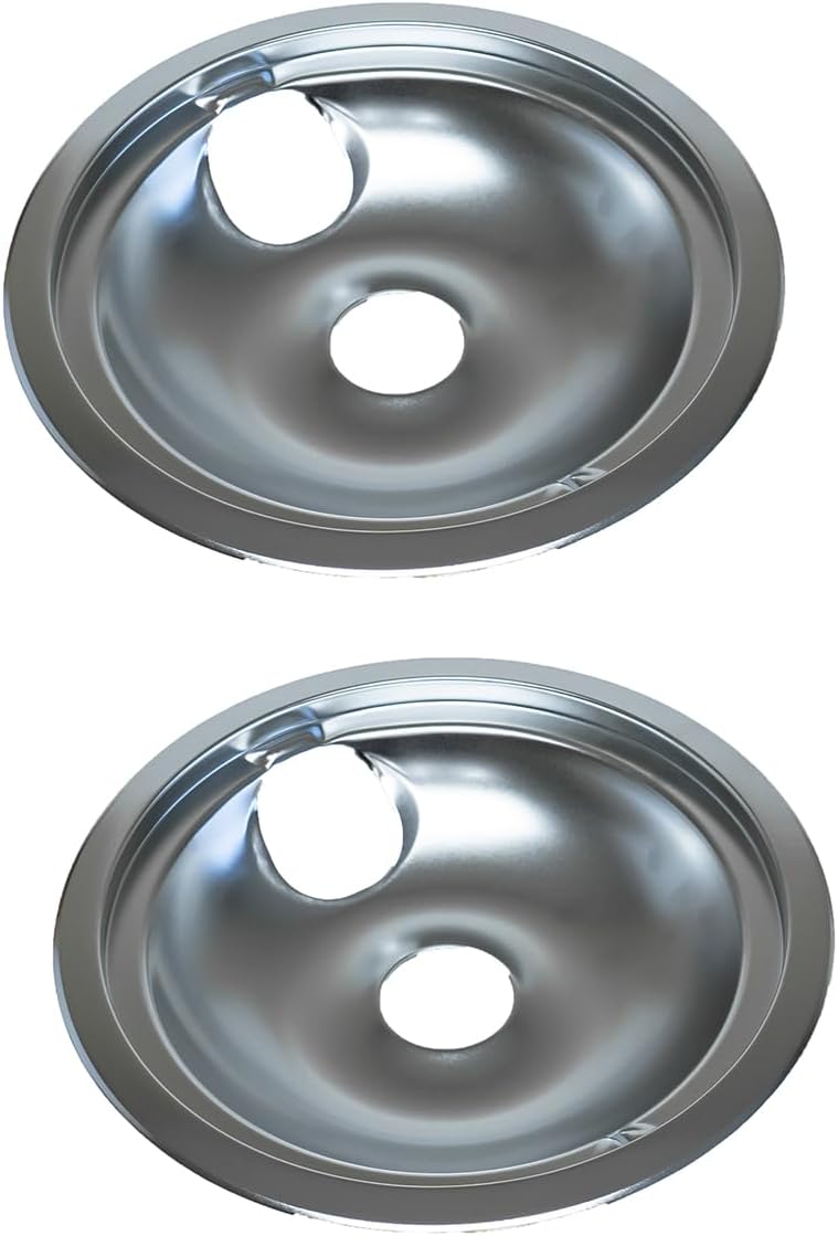 Replacement WB31M15CM 8" Chrome Stove Drip Pan Bowl for GE Range WB31K10266, 2 pack