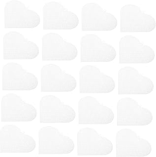 Artibetter 30pcs Heart Shape Mesh Canvas White Blank Sturdy PE Material for Embroidery Cross Stitch Knit Crochet Craft Supplies with Protective Design