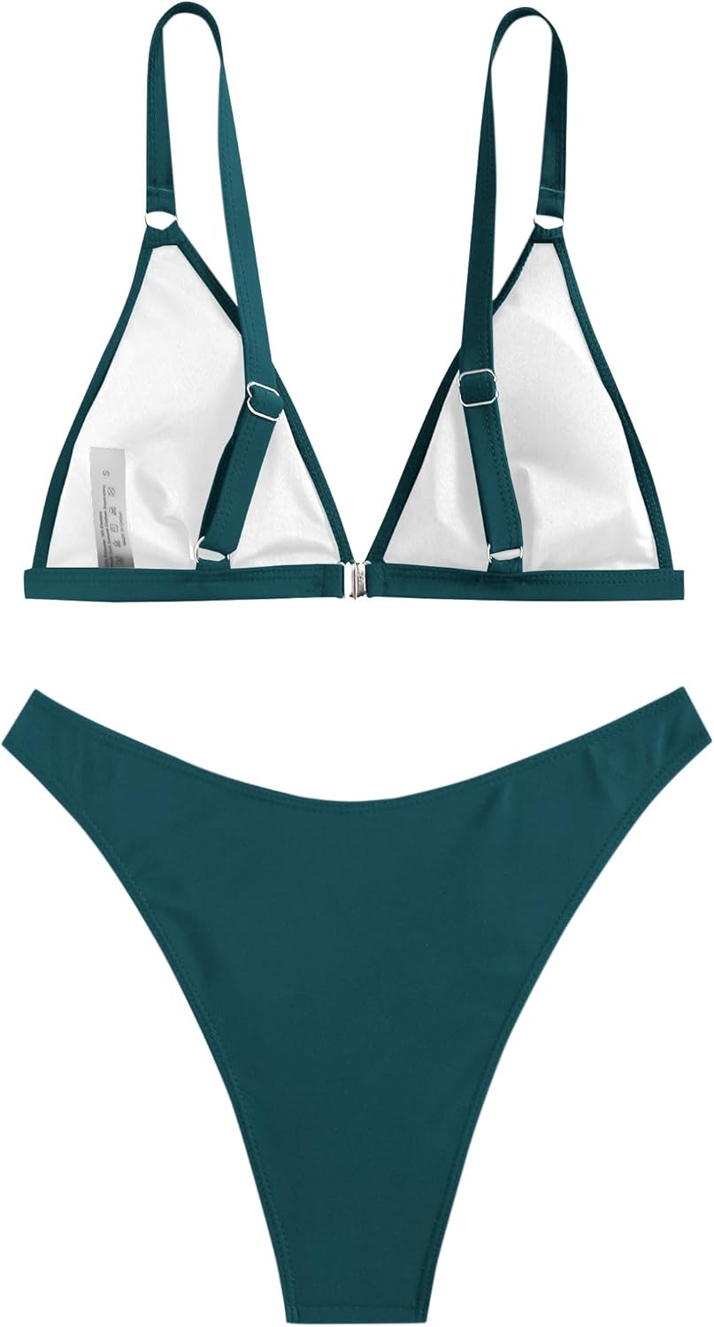 ZAFUL Women's 2 Piece Floral Print Swimsuit Triangle String High Cut Bikini Sets Bathing Suit
