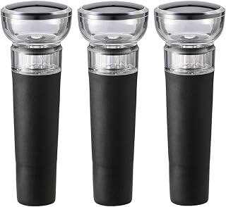 Pack of 3 Mini Wine Stoppers Vacuum Wine Stopper Reusable Wine Bottle Stoppers with Built-in Vacuum Pump Leakproof Wine Bottle Sealer Silicone Caps Air Remover Corks Wine Saver