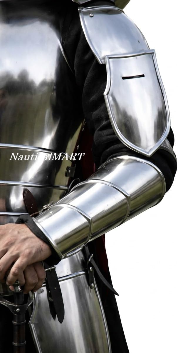 NauticalMart Medieval Knight Full Body Set - Suit of Armor with Barbuta Helmet, Breastplate & Backplate, Full Plate Armour for Reenactments, Cosplay, LARP Events