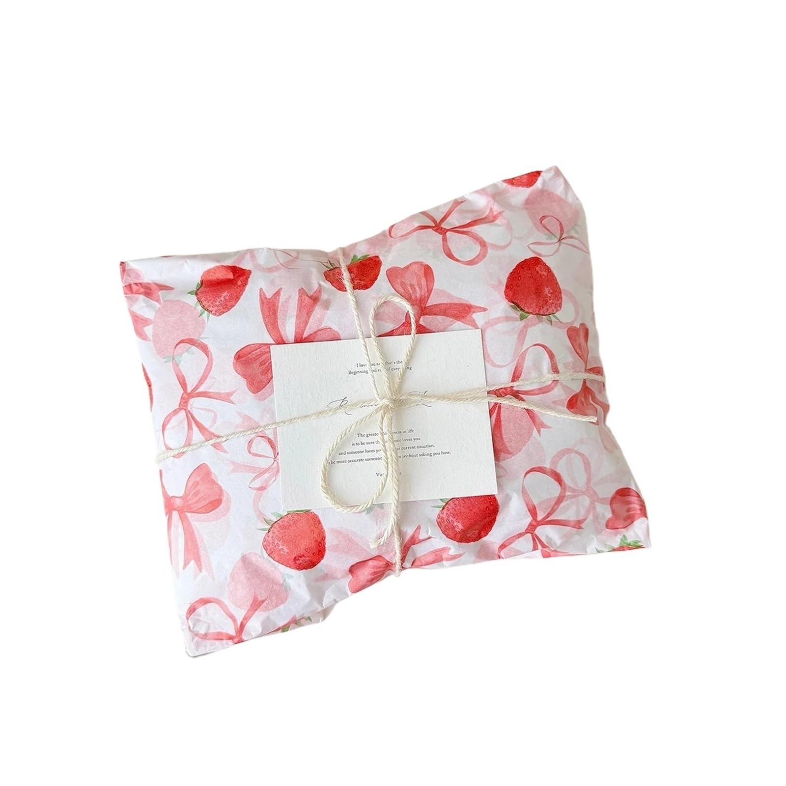 10/20pcs Cute Strawberry Bow Tissue Paper Holiday Present Wrapping Flower Decorative The School Season Includes Books(Strawberries-10pcs)