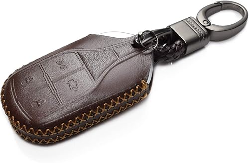 Miniatura 8 de Vitodeco Funda de piel auténtica para llavero inteligente sin llave compatible con Maserati Ghibli, Levante, Quattroporte (arranque remoto, rojo)