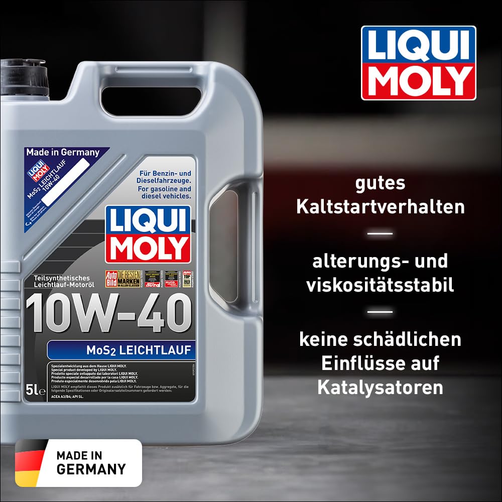 LIQUI MOLY MoS2 Leichtlauf 10W-40 | 5 L | teilsynthetisches Motoröl | Art.-Nr.: 1092