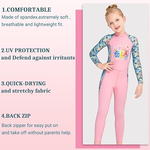 Miniatura 3 de Traje de baño de cuerpo completo de una pieza de manga larga para niños, traje de baño de protección solar para niños y niñas