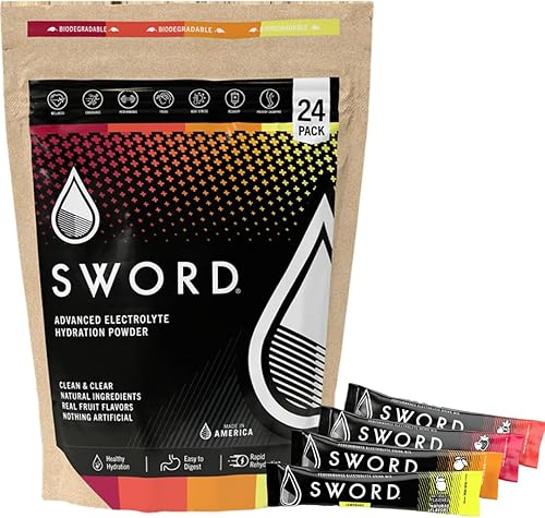 Sword All-Natural Premium Advanced - Paquetes de polvo de hidratación con electrolitos, reposición rápida, mezcla de bebida de recuperación, nada